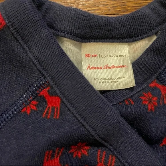 Hanna Andersson Reindeer Print Side Snap Body Suit Size 80 cm or 18-24 Months - Picture 3 of 5